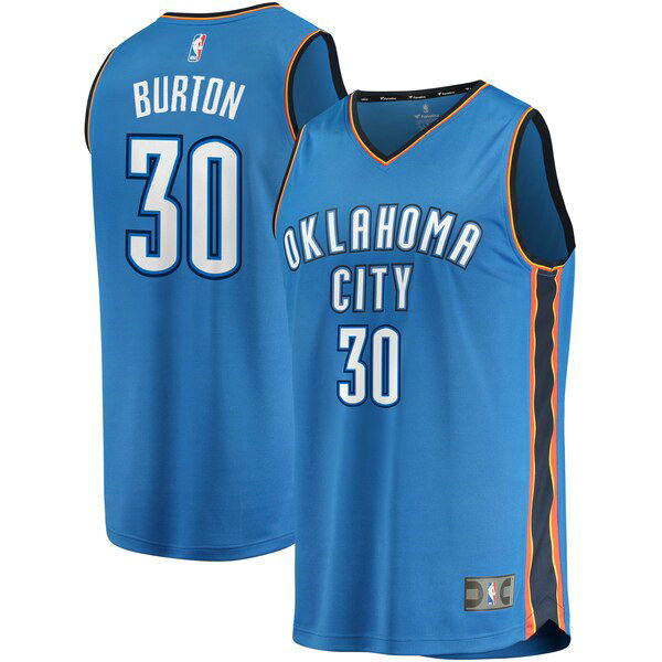 Maillot Oklahoma City Thunder Homme Deonte Burton 30 Icon Edition Bleu
